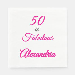 Modern Fifty &Fabulous Fet Bold 50-årsdag Servett