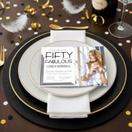 Modern Fifty & Fabulous Photo 50th Birthday Party Inbjudningar