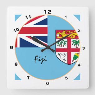Modern Fiji-design, Fijian Flagga trendig Home Fyrkantig Klocka