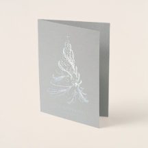 Modern Filigree Julgran Silver Foil Card