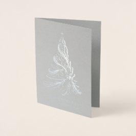 Modern Filigree Julgran Silver Foil Card Folierat Kort