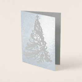 Modern Filigree Julgran Silver Foil Card Folierat Kort