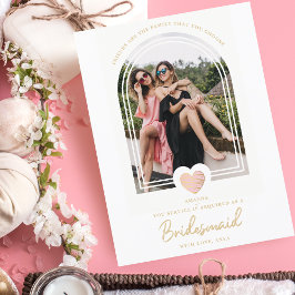 Modern Finare Bridesmaid Rosa Heart Photo Frieri Vykort