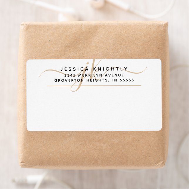 Modern Finare Guld Monogram Initialer Fraktsedel (Insitu)