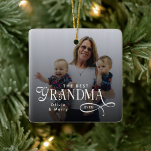 Modern finaste mormor någonsin Foto Personlig Julgransprydnad Keramik