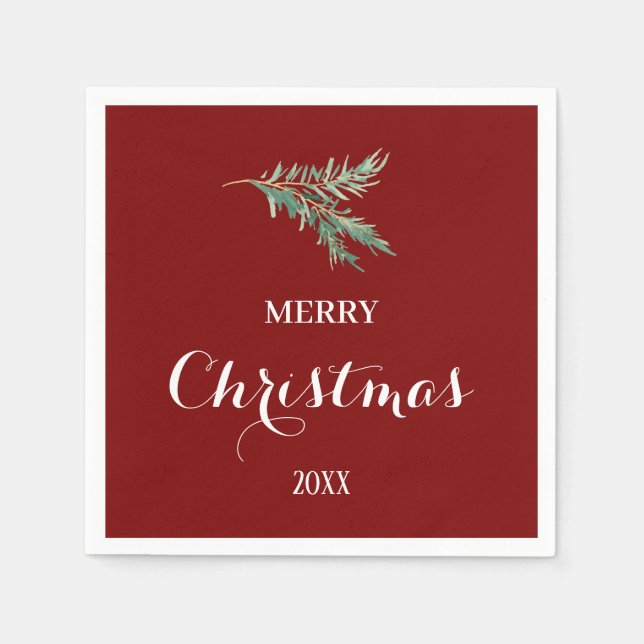 Modern fir träd gren till jul pappersservett (Framsidan)