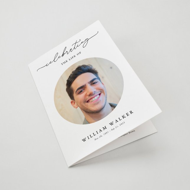 Modern firande av livets fotofuneralprogram kort (Skapare uppladdad)