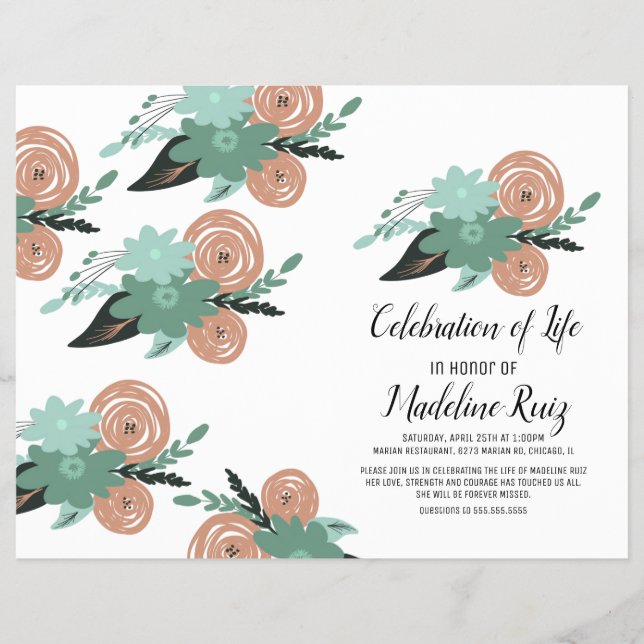 Modern firande av livets handritade blommor reklamblad (Framsidan)
