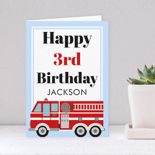 Modern Fire Lastbil Boy Birthday Kort
