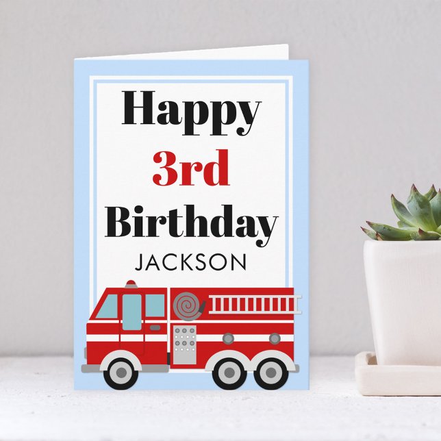 Modern Fire Lastbil Boy Birthday Kort (Skapare uppladdad)