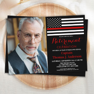 Modern Firefighter Anpassningsbar Photo Pension Inbjudningar