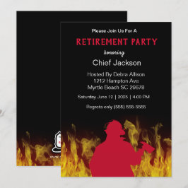 Modern Fireman/Fire Chief Silhouette Pension Inbjudningar