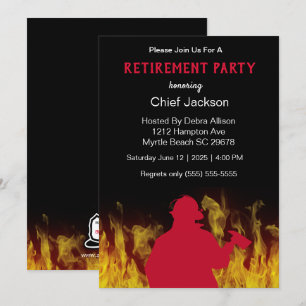 Modern Fireman/Fire Chief Silhouette Pension Inbjudningar