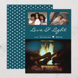 Modern Fireplace Fire Wood Mysigt julfoto Kort