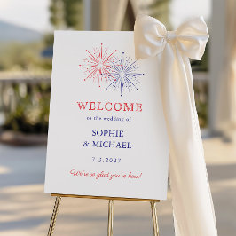 Modern Fireworks 4th of July Wedding Welcome Sign