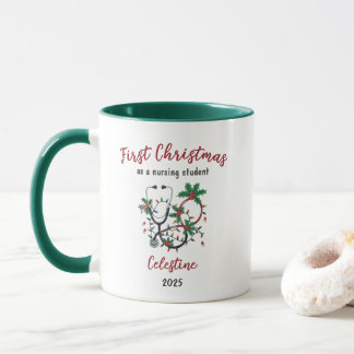 Modern First Christmas as a Nursing Student Custom Mugg