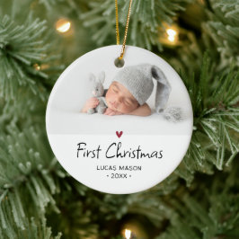 Modern First Christmas Foto Baby Julgransprydnad Keramik