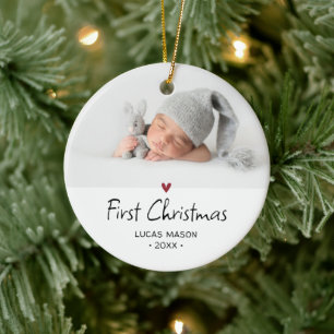 Modern First Christmas Foto Baby Julgransprydnad Keramik