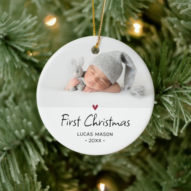 Modern First Christmas Foto Baby Julgransprydnad Keramik (Träd)