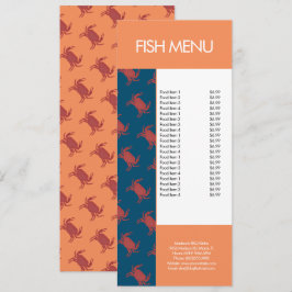 Modern Fish Skaldjur Krabba Restaurang Mönster Men Meny