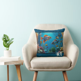 Modern Fish tank Aquarium Monogram Kudde