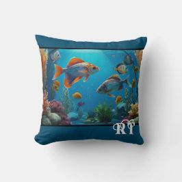 Modern Fish tank Aquarium Monogram Kudde