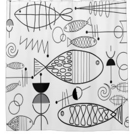 Modern fisk Art Black White i mitten av århundrade