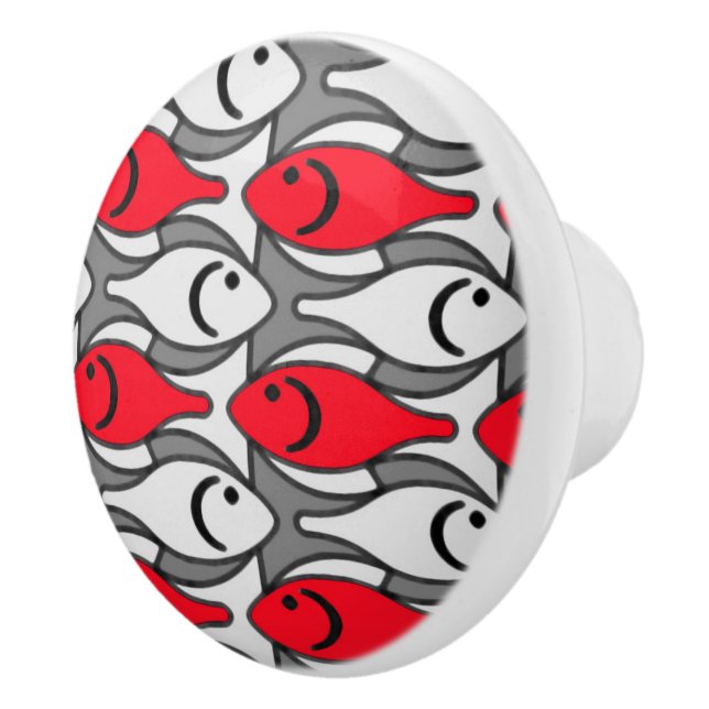 Modern fisk, rött och grått/grått knopp (Höger)