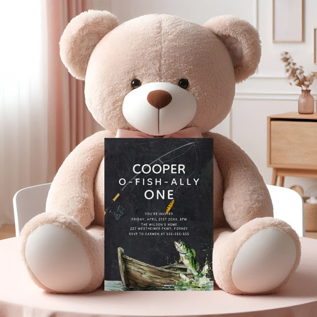 Modern fiskeverksamhet 1:a födelsedag inbjudningar (Skapare uppladdad)