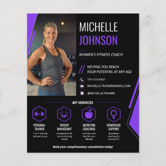 Modern Fitness Coach för Kvinnor QR-kod Flygblad
