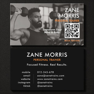 Modern Fitness Coach Foto QR-kod Visitkort