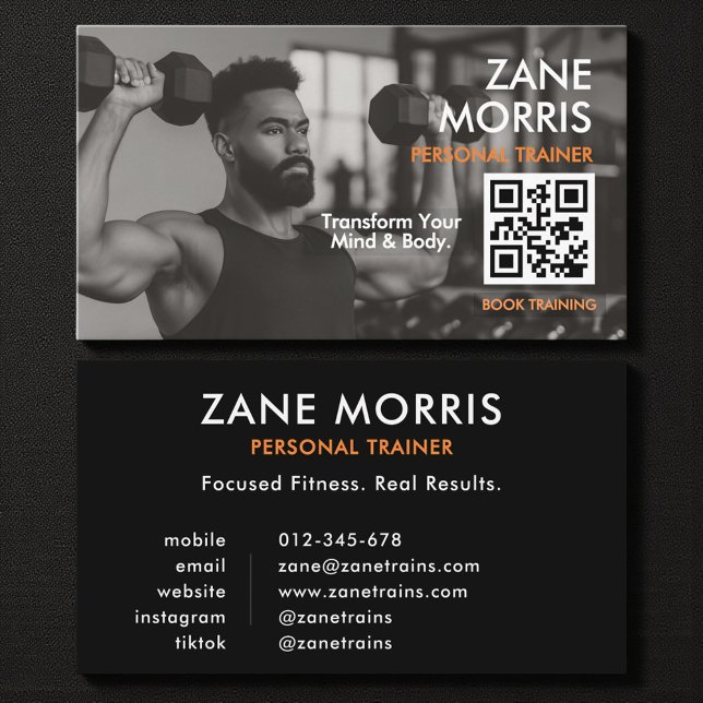 Modern Fitness Coach Foto QR-kod Visitkort (Skapare uppladdad)