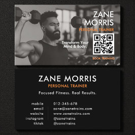 Modern Fitness Coach Photo QR Code Visitkort