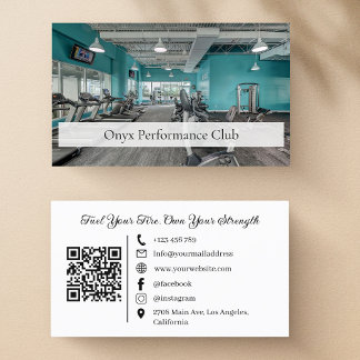 Modern Fitness Gym Trainer Social Media QR-kod Visitkort