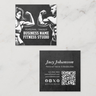 Modern Fitness Trainer Bodybuilding Gym Instructor Fyrkantigt Visitkort