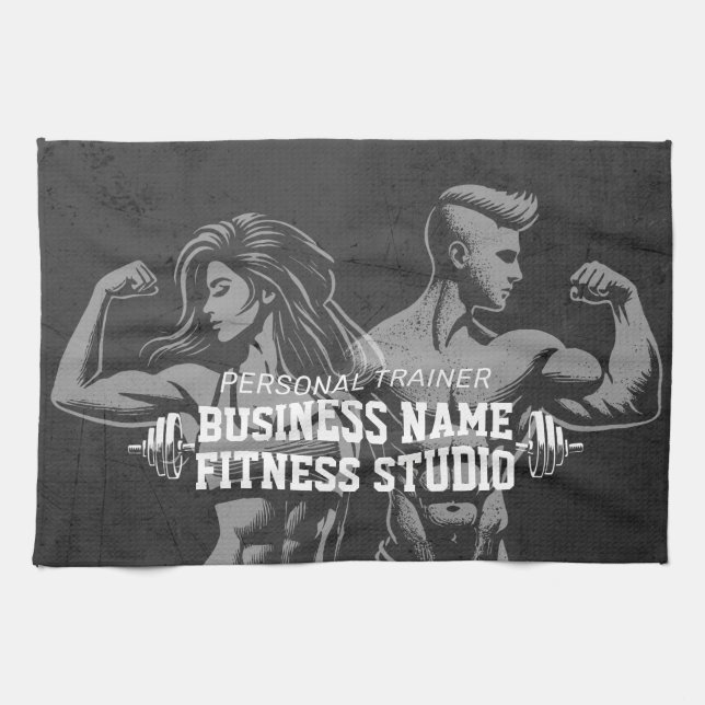 Modern Fitness Trainer Bodybuilding Gym Instructor Kökshandduk (Horisontell)