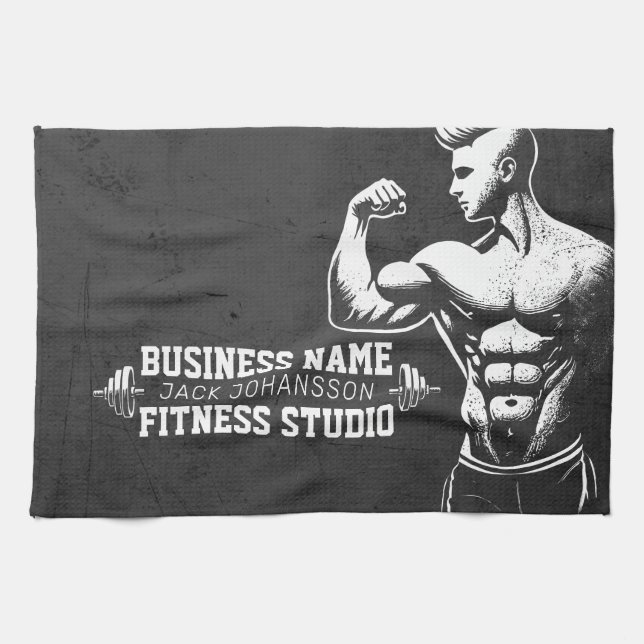 Modern Fitness Trainer Bodybuilding Gym Instructor Kökshandduk (Horisontell)