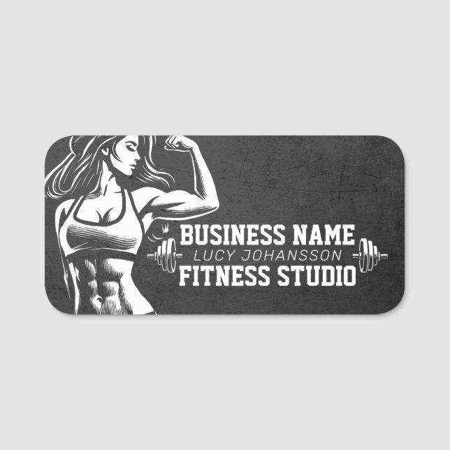 Modern Fitness Trainer Bodybuilding Gym Instructor Namnbricka (Framsida)