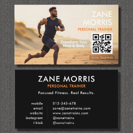 Modern Fitness Trainer Photo QR-kod Visitkort