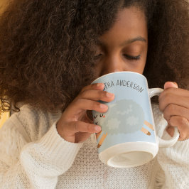 Modern fjäll, pastellblått får och kalk Namn Två-Tonad Mugg