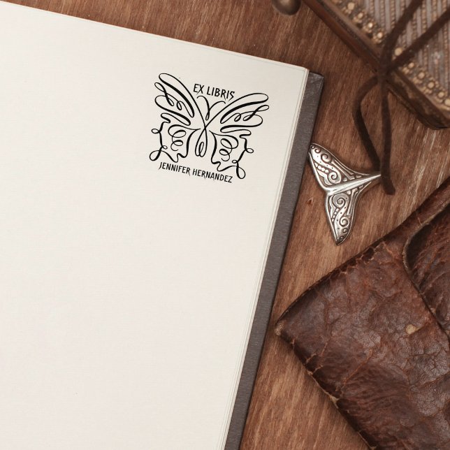 Modern fjäril Ex Libris Bok Stämpel (Skapare uppladdad)