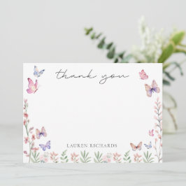 Modern fjärilar bröllopsdusch tack kort
