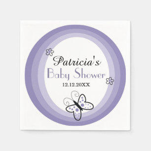 Modern fjärilsbaby shower för lilor och för vit pappersservett