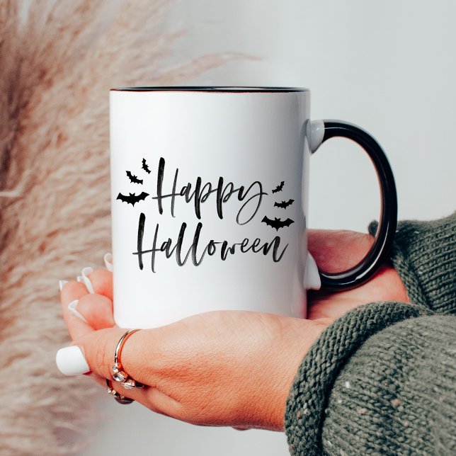 Modern Fladdermus Happy halloween Mugg (Skapare uppladdad)