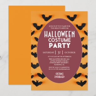 Modern fladdermus mönster Halloween kostymfest Inbjudningar