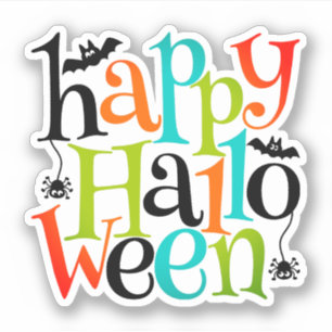 Modern Fladdermus Spiders Happy halloween Typograp Klistermärken