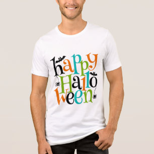 Modern Fladdermus Spiders Happy halloween Typograp T Shirt