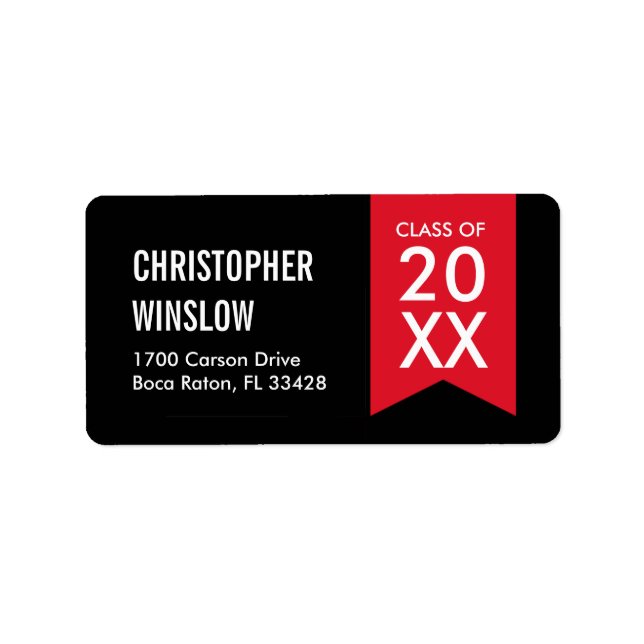 Modern Flagga-etiketter - röd Adressetikett (Framsidan)