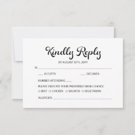Modern Flair Script Minimalist White Bröllop OSA Kort