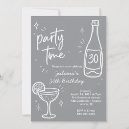 Modern flaska & Cocktail 30-års födelsedagsinbjuda Inbjudningar